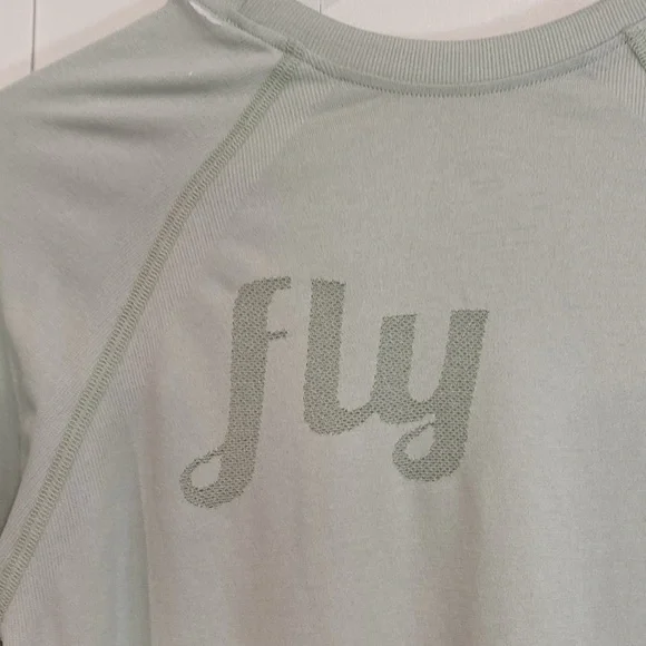 Oiselle Flyte Seamless Long Sleeve Top Thumbholes Medium Mint Running Wicking - Picture 7 of 8